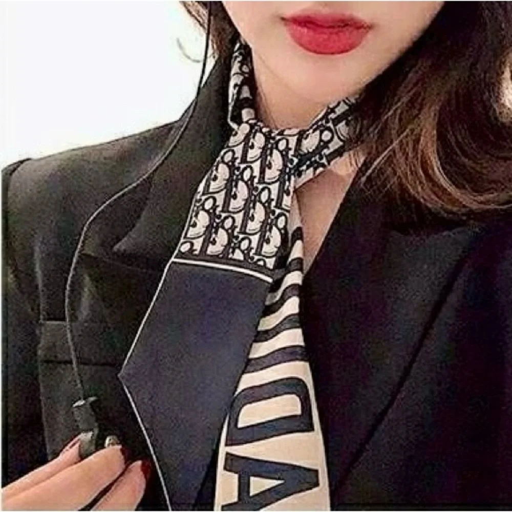 *D*I*O*R* Monogram Print Twilly Bandeau Wrap Scarf